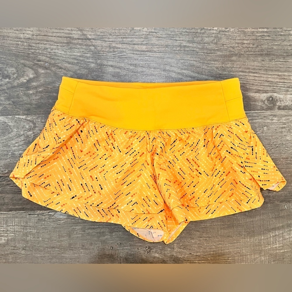 FINAL PRICE CALIA Yellow Orange Printed Kick It Up Shorts Activewear Shorts - Picture 6 of 11